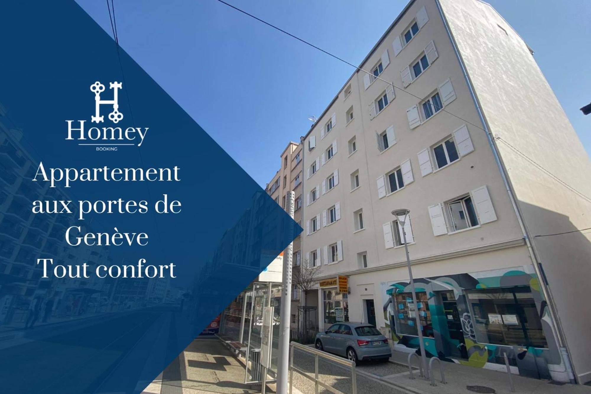 Homey Keola - Parking Prive Gratuit - Aux Portes De Geneve - Au Pied Du Tram - Appartement Avec 1 Chambre Et Un Grand Salon Avec Un Canape-Lit Ambilly Exteriér fotografie